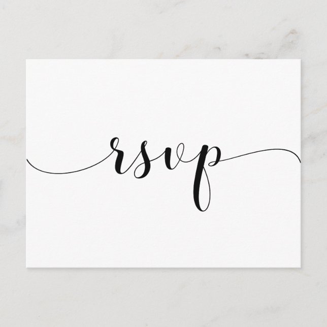 Elegant black and white wedding RSVP Postcard (Front)