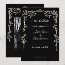 Elegant black and white wedding save the date
