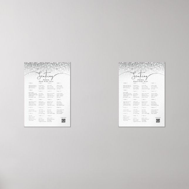 Elegant Black and White Wedding Seating Char Wall Art Sets (Front)