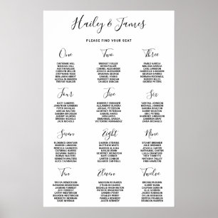 Elegant Black and White Wedding Seating Chart
