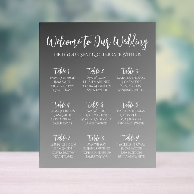 Elegant Black And White Wedding Seating Chart (Neutral)