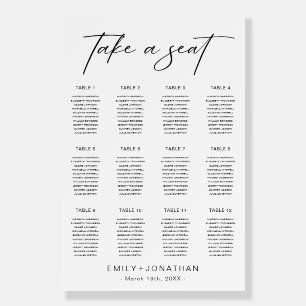 Elegant Black and White Wedding Seating Chart Foam Board
