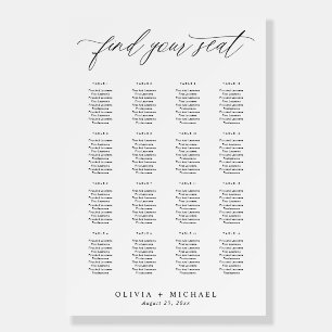 Elegant Black and White Wedding Seating Chart Foam Board