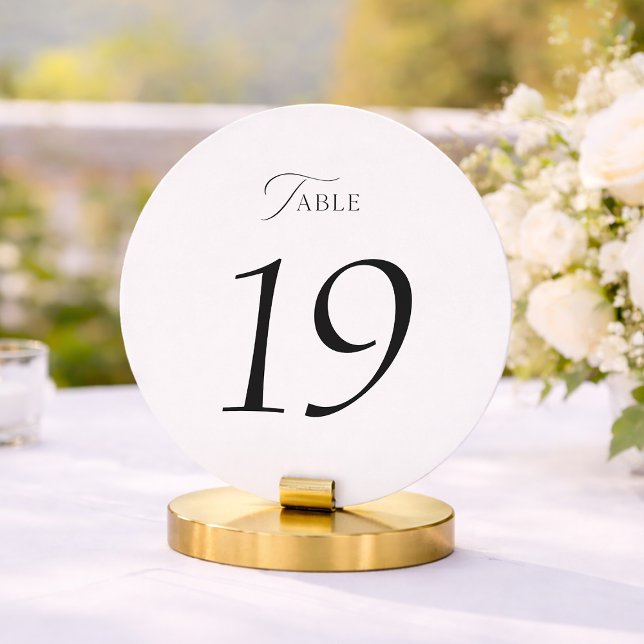 Elegant Black and White Wedding Table Numbers 1–19 (Creator Uploaded)