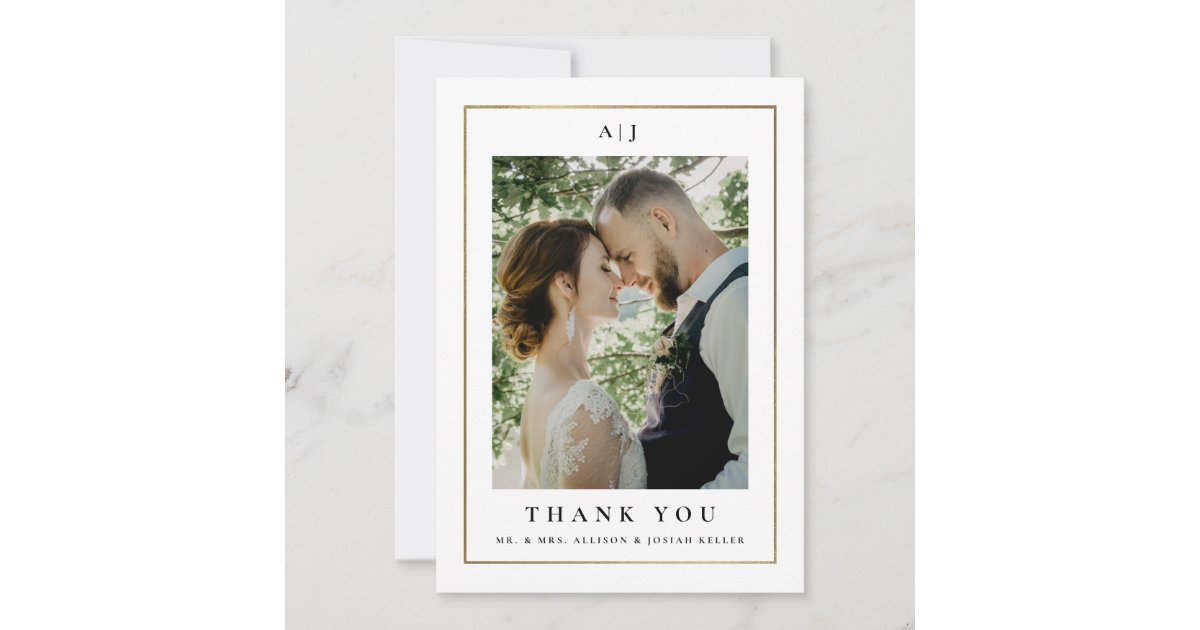 Elegant Black and White Wedding Thank You Card | Zazzle