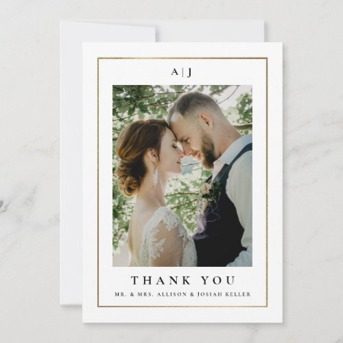 Elegant Black and White Wedding Thank You Card