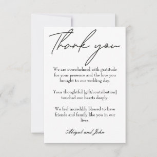 Elegant black and white wedding thank you card