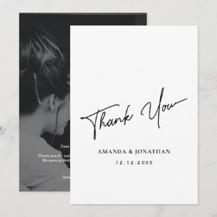Elegant Black and White Wedding Thank You Card