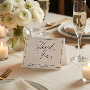 Elegant Black and White Wedding Thank You Card