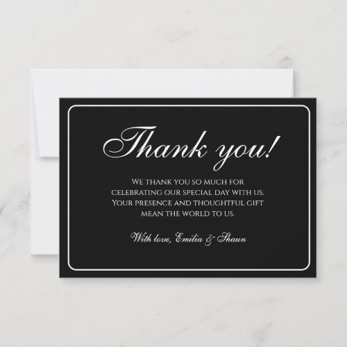 Elegant Black and White Wedding Thank You Cards
