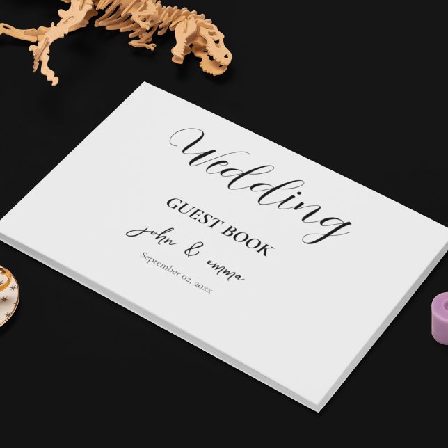 Elegant Black and White Wedding Theme Guest Book (Wedding guest book in a simple gentle theme)