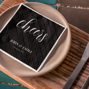 Elegant Black and White Wedding Theme Napkins