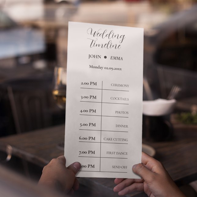 Elegant Black and White Wedding Theme Program (Wedding Timeline list is more important, then why wait try out this card)