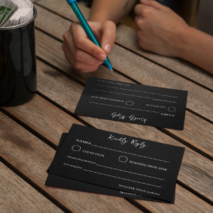 Elegant Black and White Wedding Theme RSVP Card