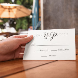 Elegant Black and White Wedding Theme RSVP Card