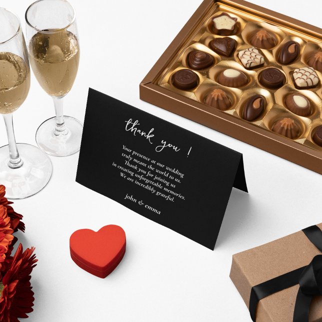 Elegant Black and White Wedding Theme Thank You Card (Thank your guests for attending your wedding with a simple note)