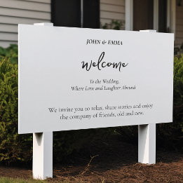 Elegant Black and White Wedding Theme Welcome Sign