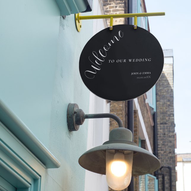 Elegant Black and White Wedding Theme Welcome Sign (Welcome your guests with a sign board )