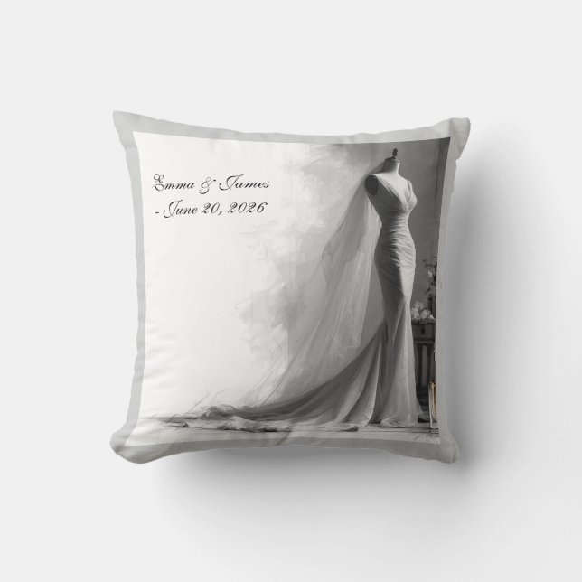 Elegant Black and White Wedding  Throw Pillow (Front)