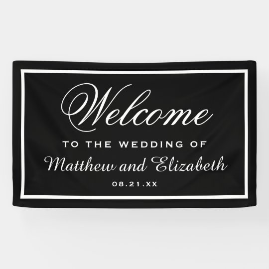 Elegant Black and White Wedding Welcome Banner | Zazzle.com