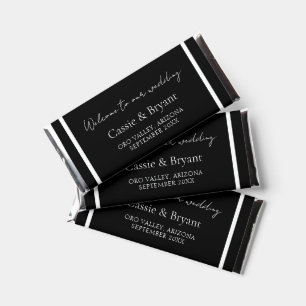 Elegant Black and White Wedding Welcome Basket Hershey Bar Favors