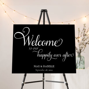 Elegant Black and White Wedding Welcome Foam Board