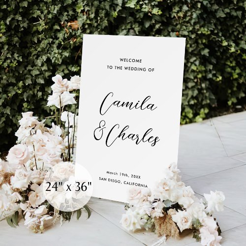 Elegant Black and White Wedding Welcome  Foam Board