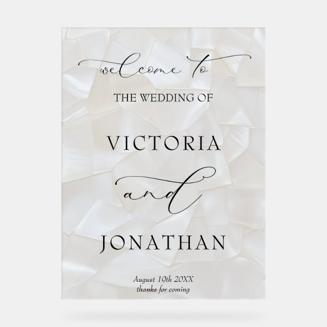 Elegant Black and White Wedding Welcome Sign (Front)