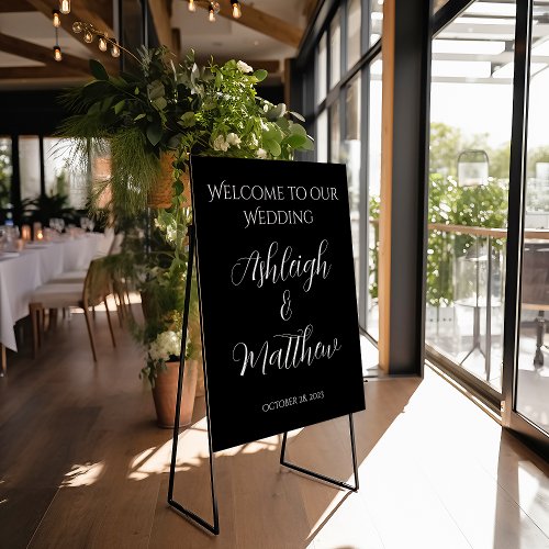 Elegant Black and White Wedding Welcome Sign