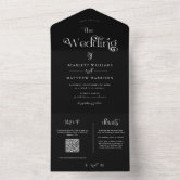 Modern Black Wedding Invitations with Customized Monogram DFR011