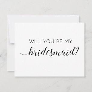 Elegant Black and White Will You Be My Bridesmaid Invitation