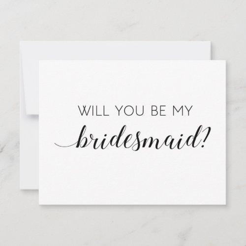 Elegant Black and White Will You Be My Bridesmaid Invitation