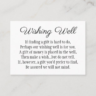 Elegant Black and White Wishing Well Wedding Card