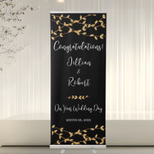 Elegant Black and White with Gold Leaves Wedding