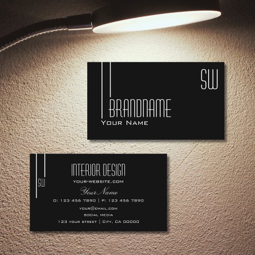 Elegant Black and White with Monogram Professional Business Card