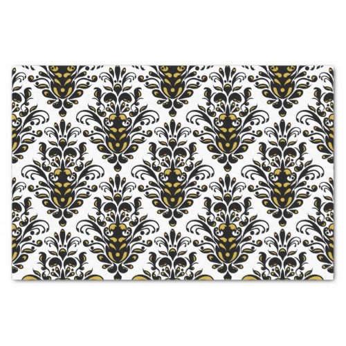 Elegant  black and white with touch of gold damask tissue paper