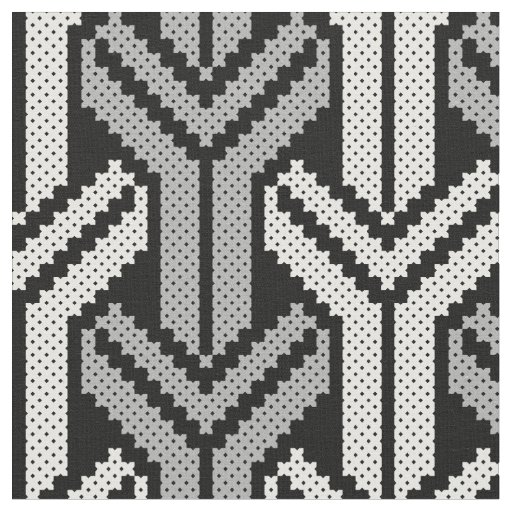 Elegant Black and White Y cross-stitch pattern Fabric