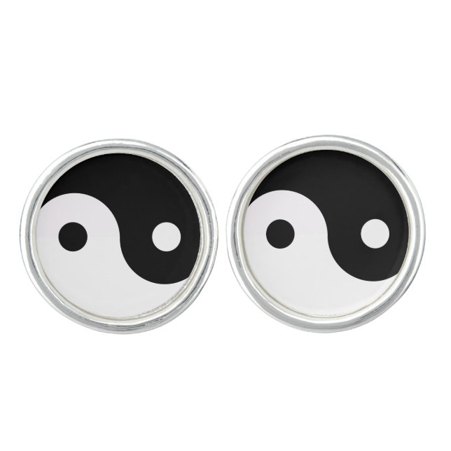 ELEGANT BLACK AND WHITE YIN YANG CUFFLINKS (Front)