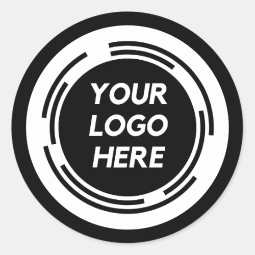 Elegant Black and White Your Logo Here Classic Round Sticker