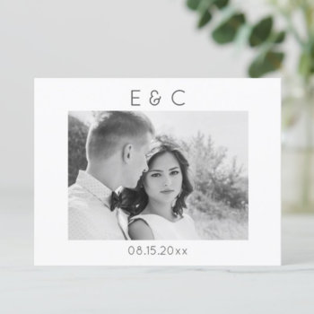 Elegant Black And White Your Photo Save The Date Announcement Postcard by DogwoodAndThistle at Zazzle