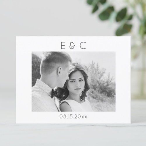 Elegant Black and White Your Photo Save the Date Announcement Postcard