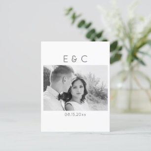 Elegant Black and White Your Photo Save the Date V Announcement Postcard