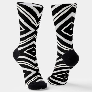 Elegant Black and White Zebra Animal Pattern Socks