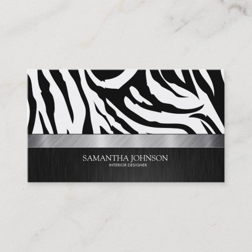 Elegant Black and White Zebra Business Cards