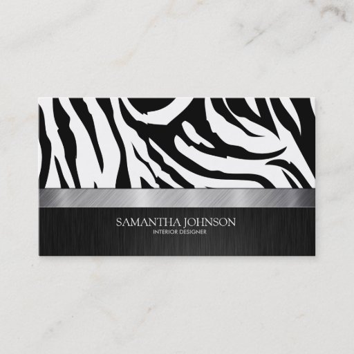 Customizable Elegant Black and White Zebra Business Cards