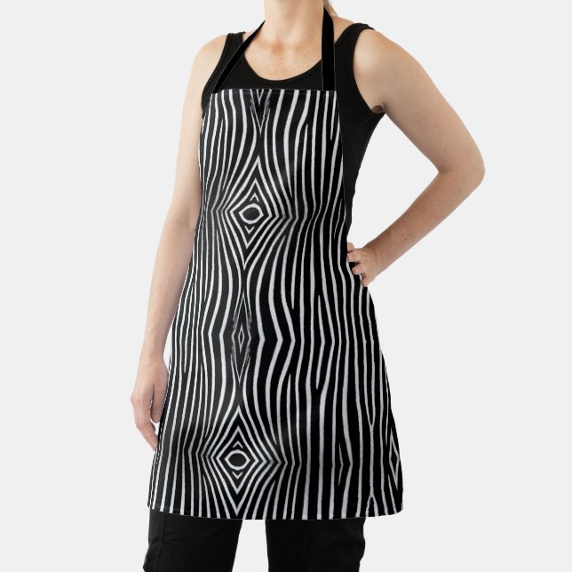 Elegant black and white zebra pattern bandana apron (Insitu)