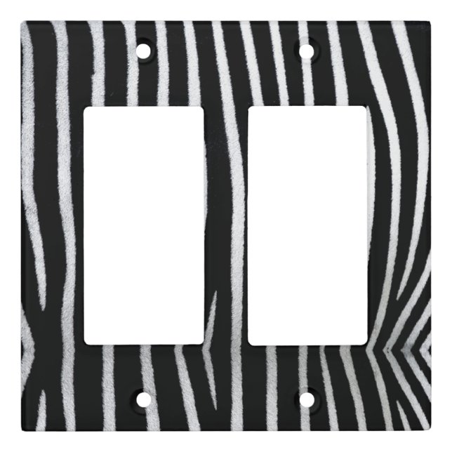 Elegant black and white zebra pattern light switch cover (Front)