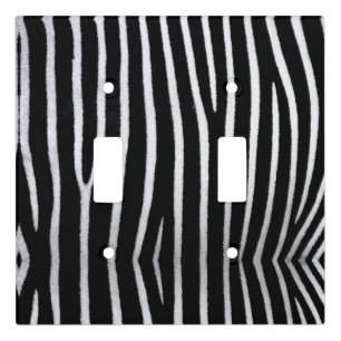 Elegant black and white zebra pattern light switch cover
