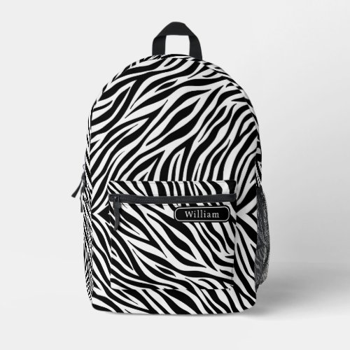 Elegant Black and White Zebra Stripes Print Cool Printed Backpack