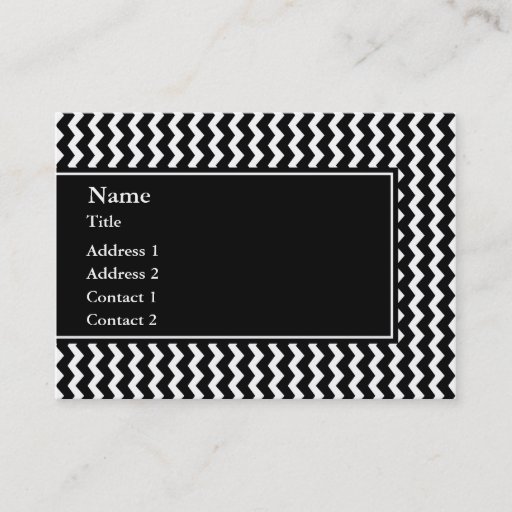 Customizable Elegant Black and White Zigzag Pattern Business Cards